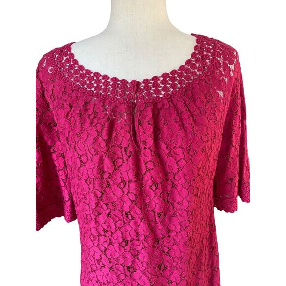 Pink Lace Dress Sheath Nicole Miller 10 Wedding Lined Knee Length Empire - Picture 2 of 5